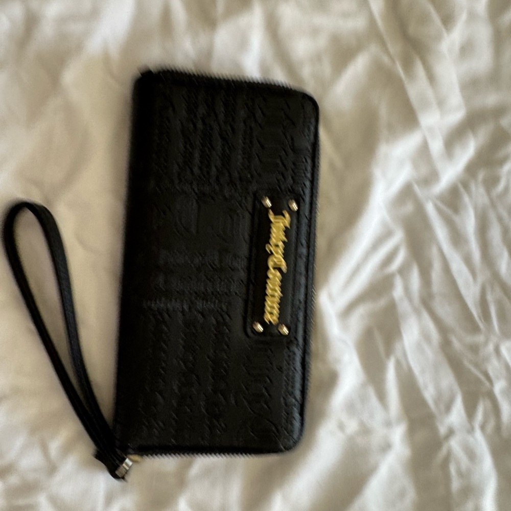 Juicy Couture Embossed Black Wristlet